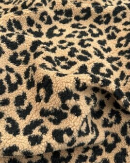 tissu teddy bouclette léopard camel
