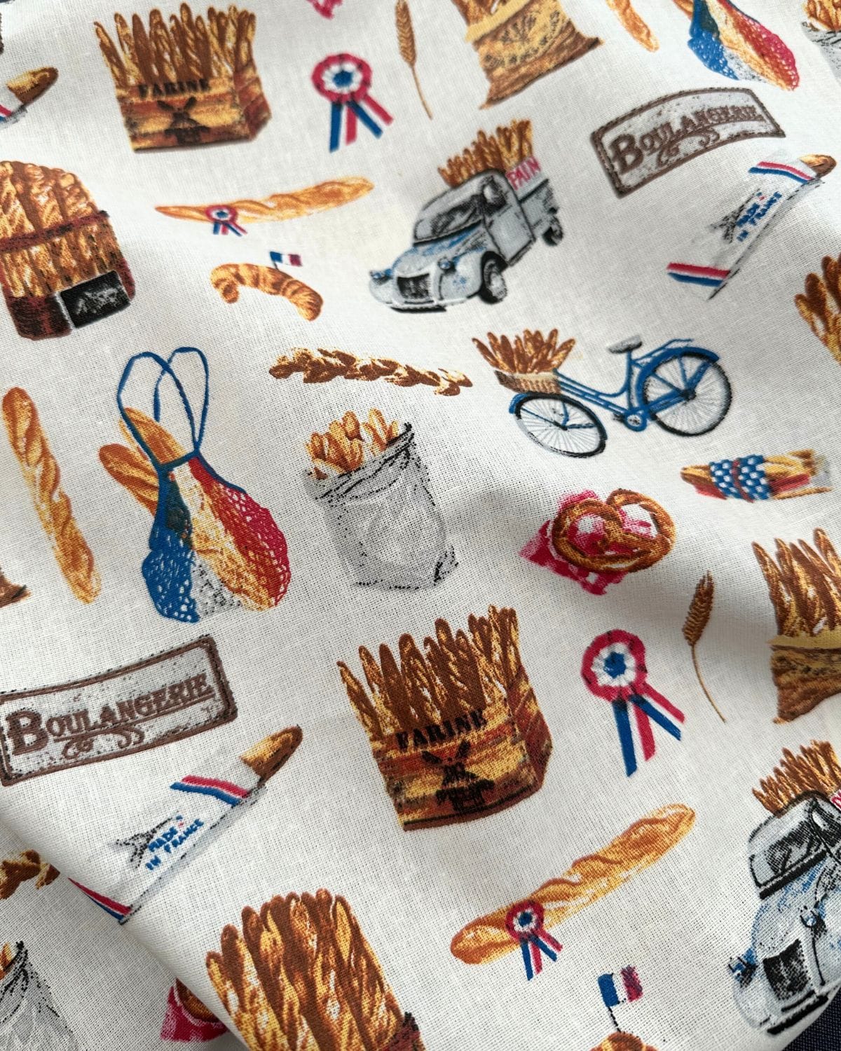 tissu coton baguette française blanc