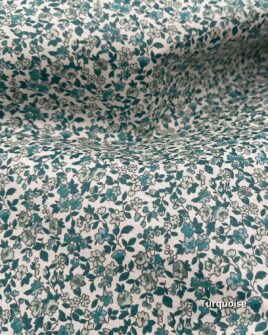 tissu coton enduit petite fleur turquoise