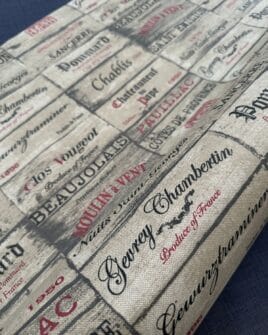 tissu coton enduit vin grand cru français fond lin