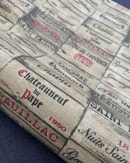 tissu coton enduit vin grand cru français fond lin