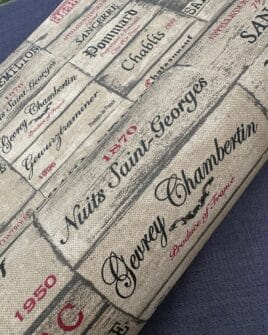 tissu coton enduit vin grand cru français fond lin