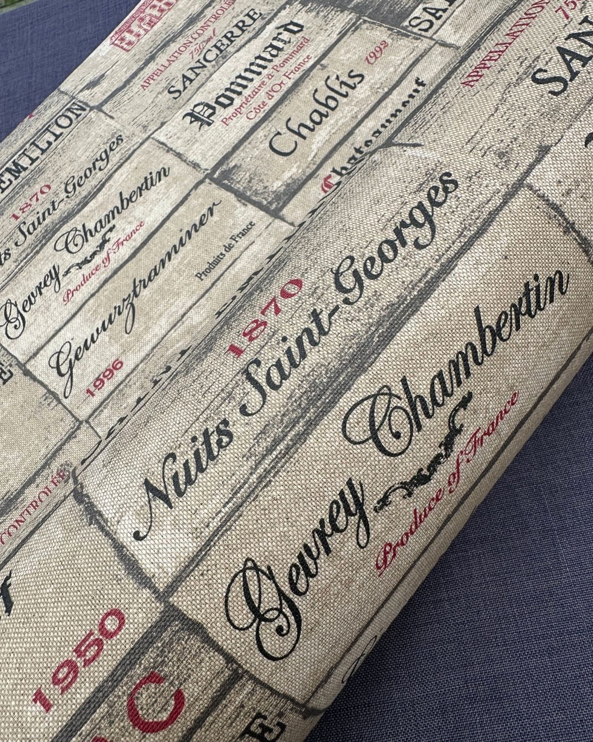 tissu coton enduit vin grand cru français fond lin
