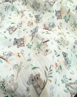 tissu double gaze koala blanc