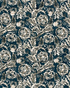 tissu double gaze matelassé fleuri camel réversible bleu marine 4