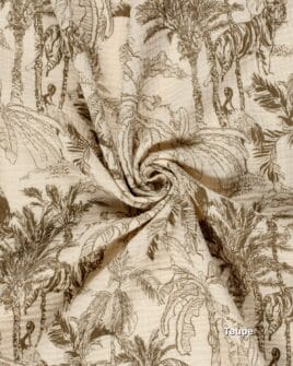 tissu double gaze teint imprimé jungle taupe