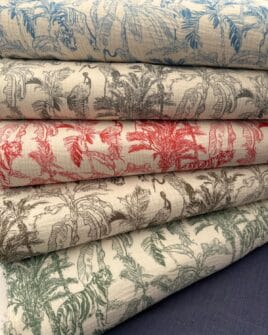 tissu double gaze teinté imprimé jungle 5 coloris