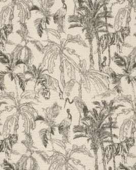 tissu double gaze teint imprimé jungle anthracite 3