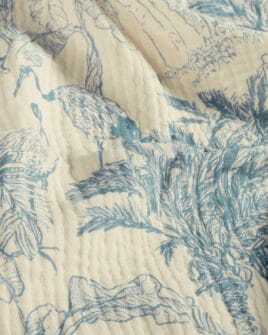 tissu double gaze teint imprimé jungle cobalt 2