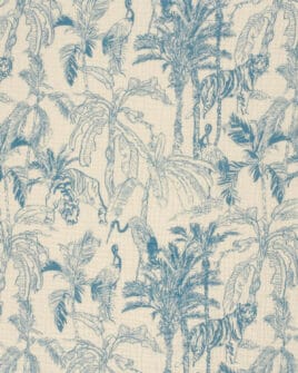 tissu double gaze teint imprimé jungle cobalt 3