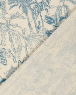 tissu double gaze teint imprimé jungle cobalt 4