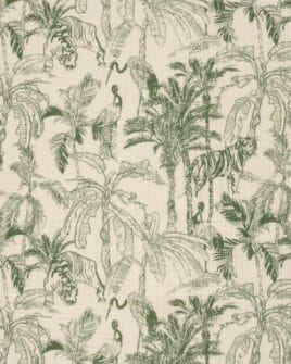 tissu double gaze teint imprimé jungle menthe foncée 3