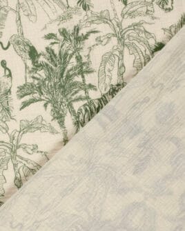 tissu double gaze teint imprimé jungle menthe foncée 4