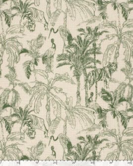 tissu double gaze teint imprimé jungle menthe foncée 5