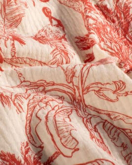 tissu double gaze teint imprimé jungle rouge 2