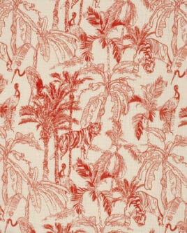 tissu double gaze teint imprimé jungle rouge 3