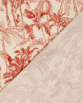 tissu double gaze teint imprimé jungle rouge 4
