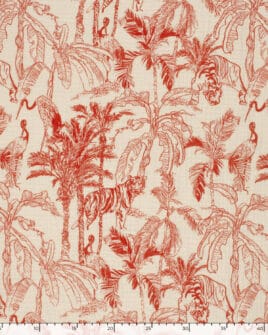 tissu double gaze teint imprimé jungle rouge 5