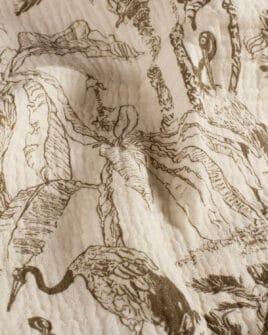 tissu double gaze teint imprimé jungle taupe 2