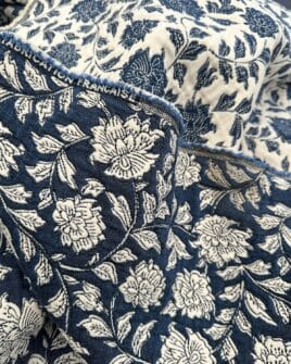tissu jacquard fleur indienne bleu (3)