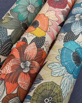 tissu polycoton enduit grosse fleur