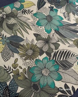 tissu polycoton enduit grosse turquoise