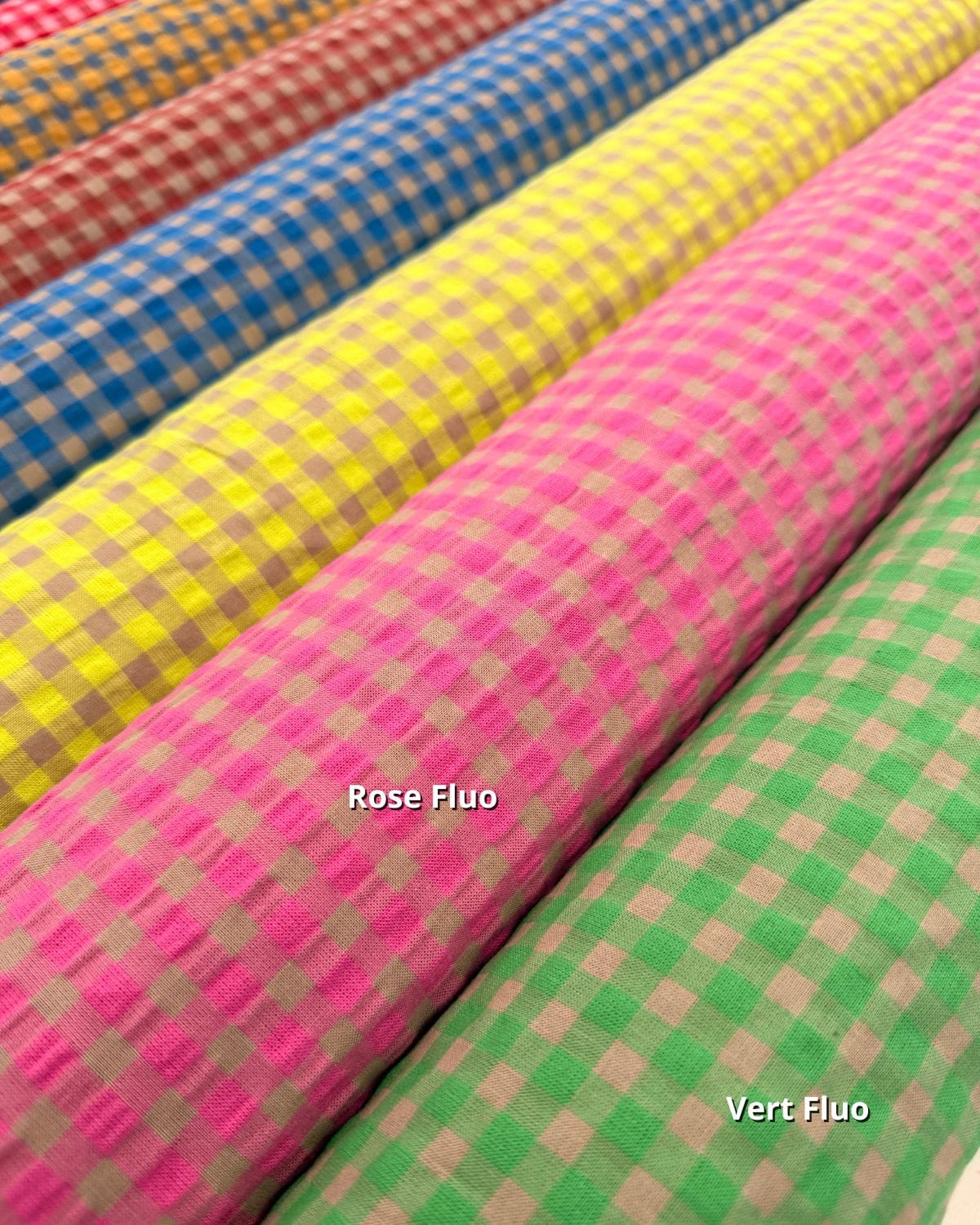 tissu seersucker vichy 9 coloris