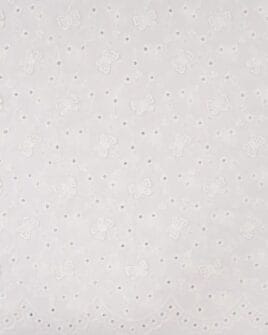 tissu broderie anglaise papillon brodé blanc