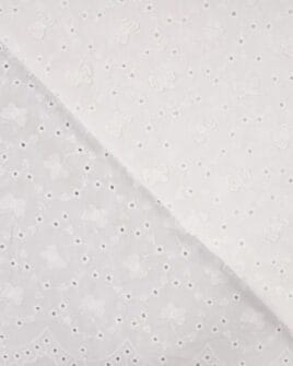 tissu broderie anglaise papillon brodé blanc