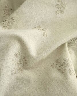 tissu broderie feuillage lin mélangé