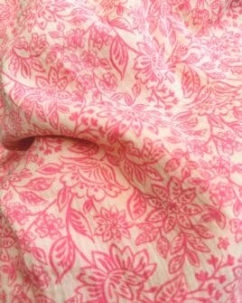 tissu double gaze imprimé fleur indienne rose