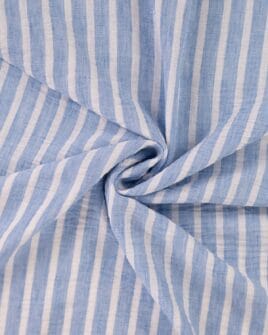 tissu aspect lin rayure bleue