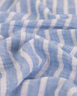 tissu aspect lin rayure bleue