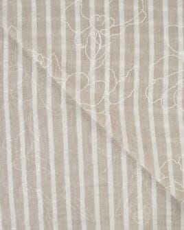 tissu aspect lin rayure sable floqué grosse fleur
