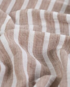 tissu aspect lin rayure taupe