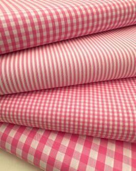 tissu coton vichy carreau et rayure rose