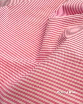 tissu coton vichy rose rayure 2,8mm