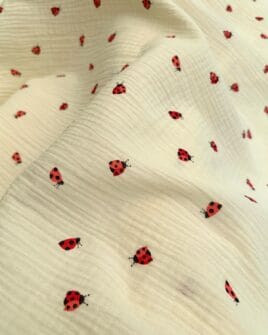 tissu double gaze coccinelle écru