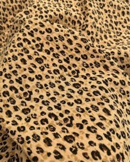 tissu double gaze imprimé tacheté léopard beige