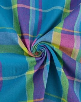 tissu madras turquoise violet