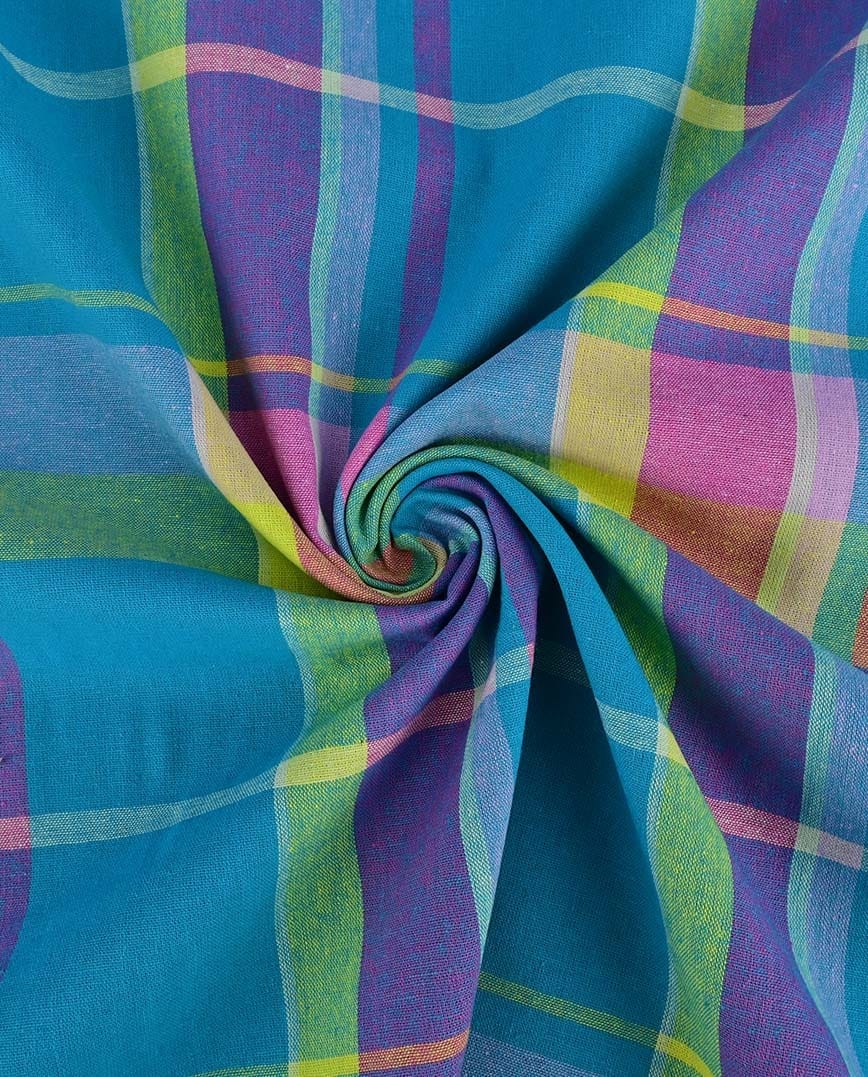 tissu madras turquoise violet