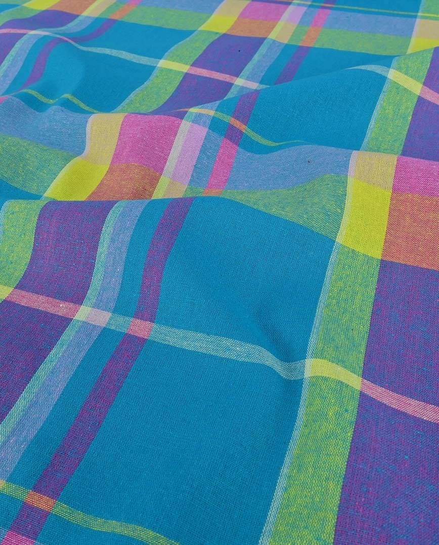 tissu madras turquoise violet