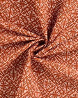 tissu voile de coton imprimé rétro cognac