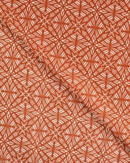 tissu voile de coton imprimé rétro cognac