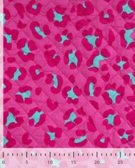 voile de coton matelassé imprimé léopard fuchsia turquoise