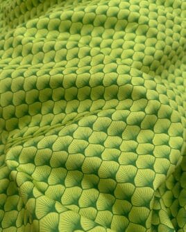 tissu coton éventail art déco jaune fluo