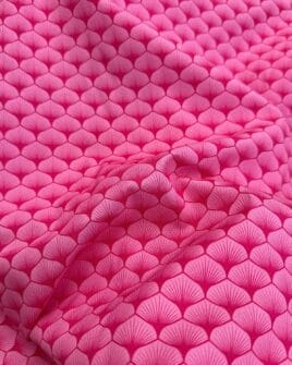 tissu coton éventail art déco rose