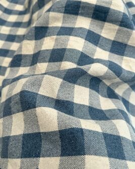 tissu coton vichy tissé teint bleu denim