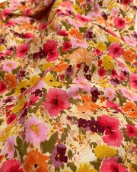 tissu double gaze fleur multicolore impression digitale