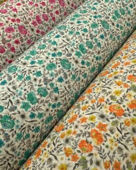 tissu percale de coton imprimé fleuri